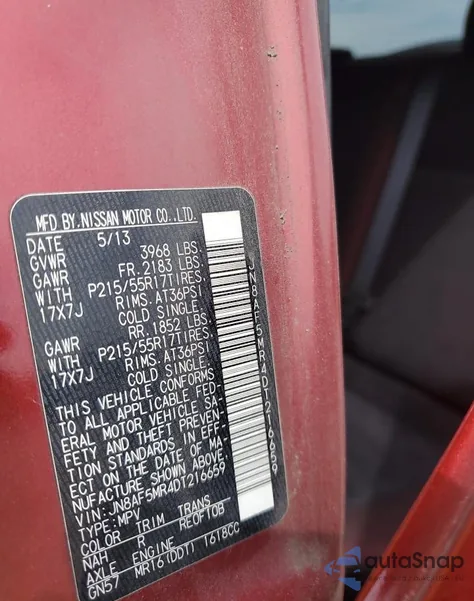 2013 Nissan Juke S из США, поврежденный, VIN JN8AF5MR4DT216659